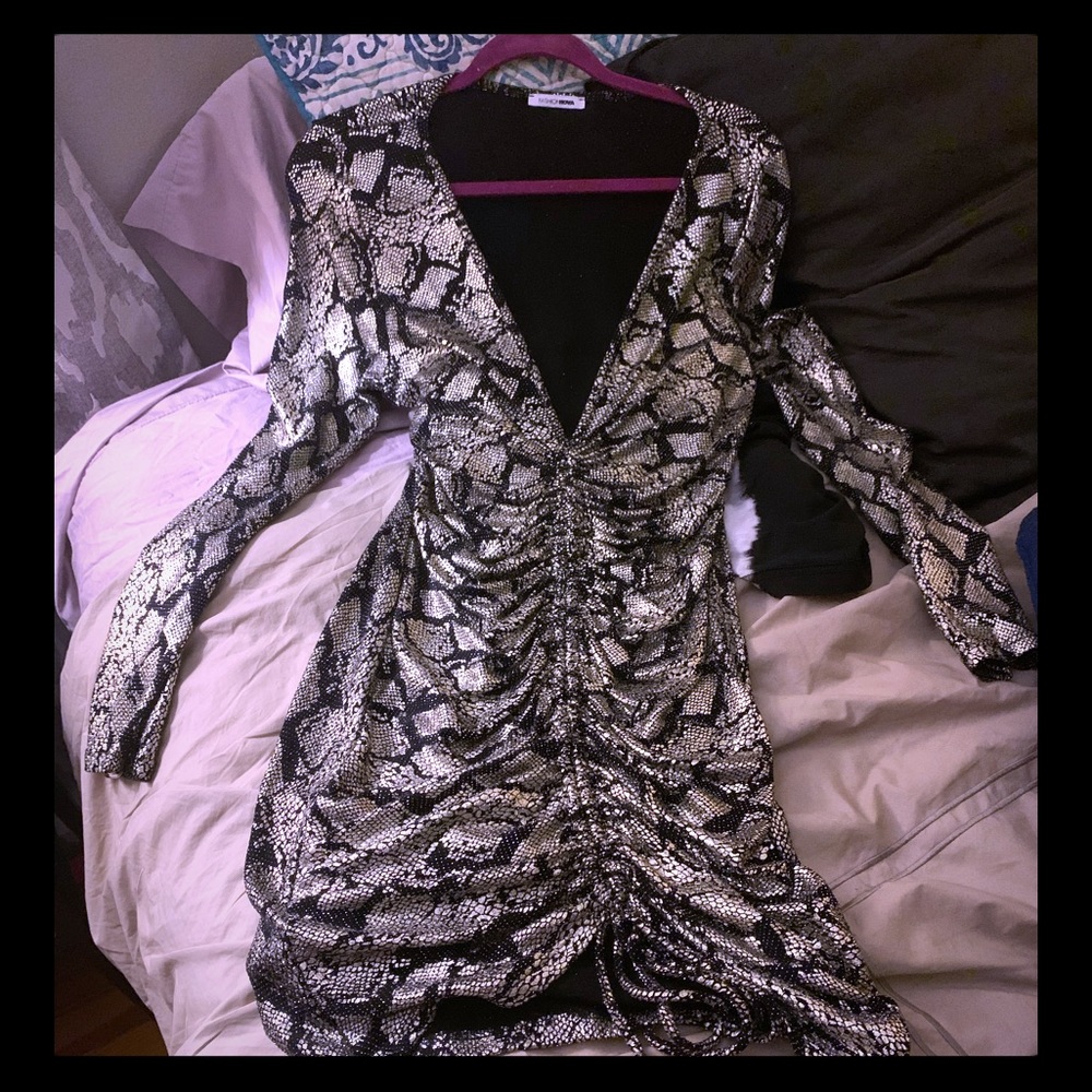 Fashion Nova Metallic Snakeskin slinky mini dress